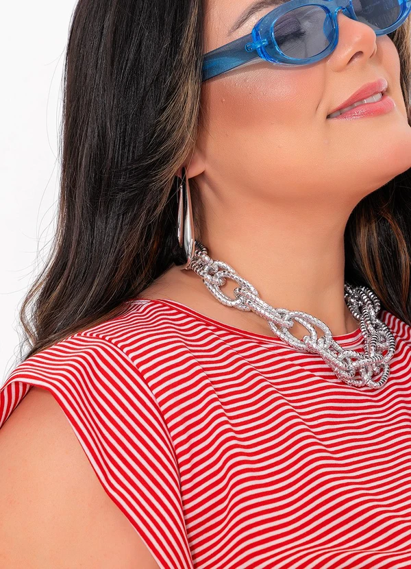 Marguerite - Blusa Listrada Vermelha Muscle Tee