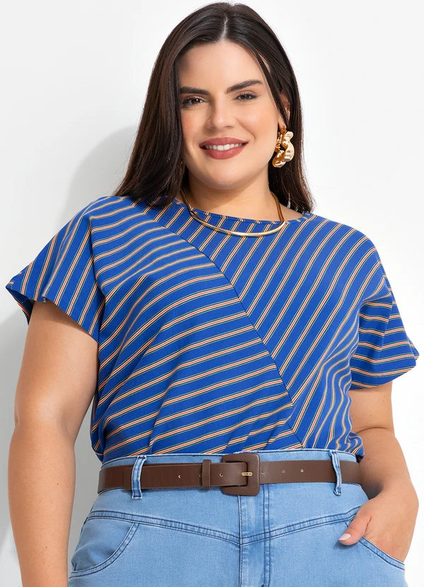 Marguerite - Blusa Listrado Colorido em Malha de Viscose