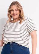 Blusa Listrado em Malha Suede