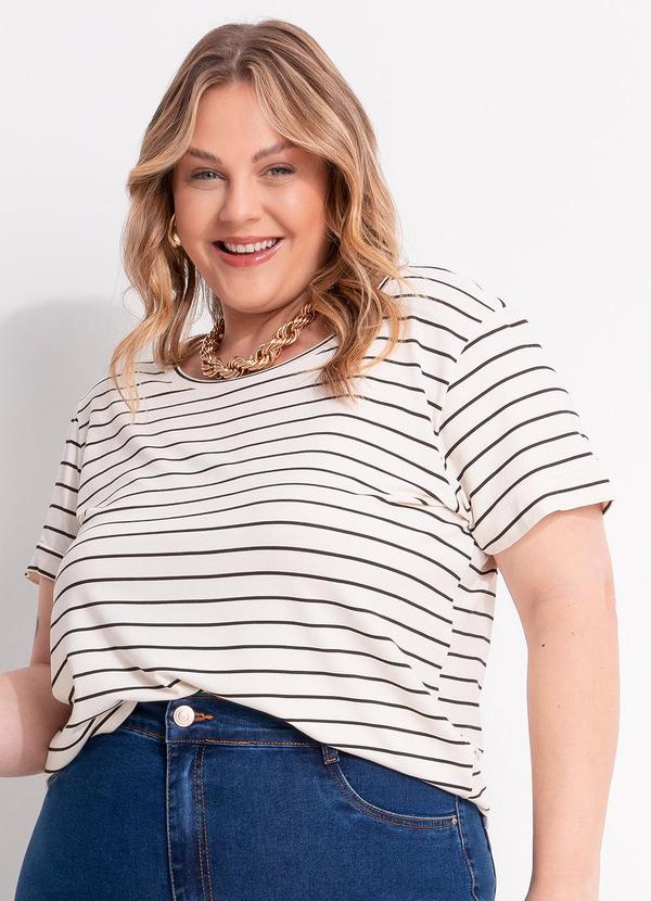 Blusa (Listrado) em Malha Suede