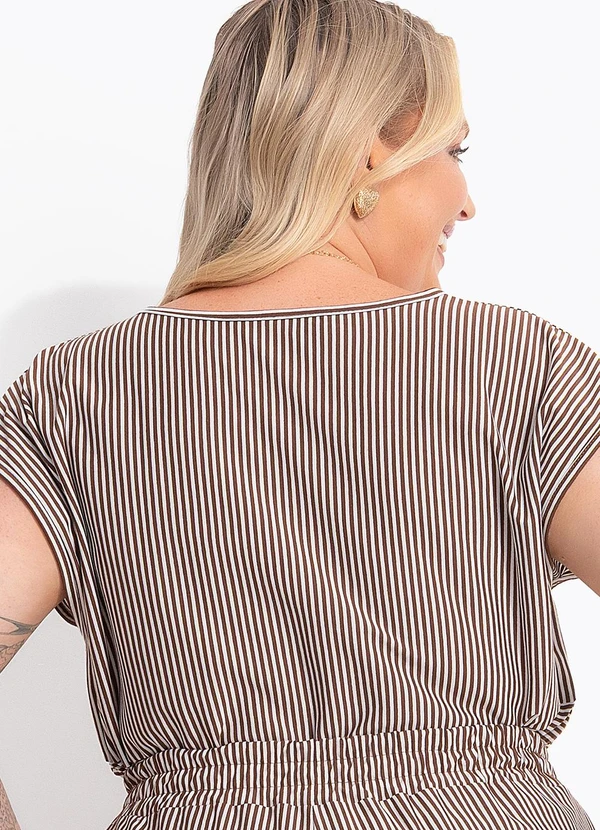 Marguerite - Blusa Listrado Marrom em Meia Malha 3