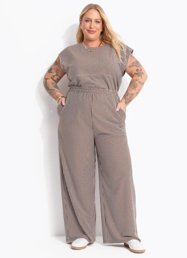 Marguerite - Blusa Listrado Marrom em Meia Malha 2