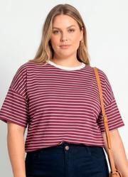 Blusa Listrado Roxo em Meia Malha