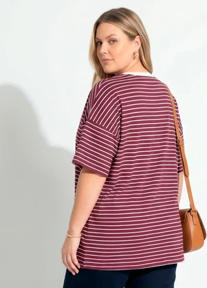 Marguerite - Blusa Listrado Roxo  em Meia Malha - MARGUERITE