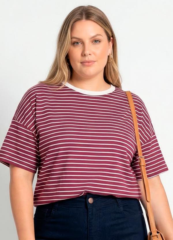 Marguerite - Blusa Listrado Roxo  em Meia Malha