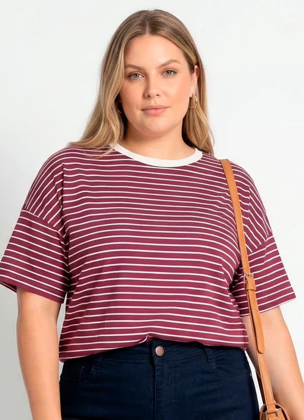 Marguerite - Blusa Listrado Roxo em Meia Malha