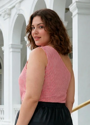 Marguerite - Blusa Listrado Vermelho  em Malha - MARGUERITE