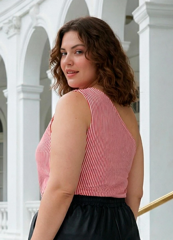 Marguerite - Blusa Listrado Vermelho  em Malha 5