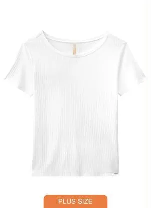 Lunender Mais Mulher - Blusa Malha Canelado Tracy Branco - LUNENDER MAIS MULHER
