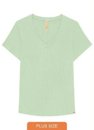 Lunender Mais Mulher - Blusa Malha Canelado Tracy Verde - LUNENDER MAIS MULHER