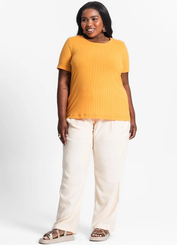 Infinita Cor - Blusa Malha Plus Amarelo 3