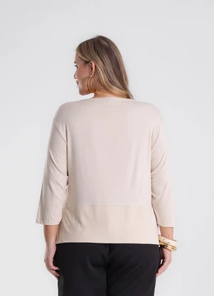 Secret Glam - Blusa Manga 3/4 Plus Size Bege - SECRET GLAM