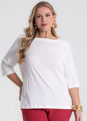 Secret Glam - Blusa Manga 3/4 Plus Size Bege - SECRET GLAM