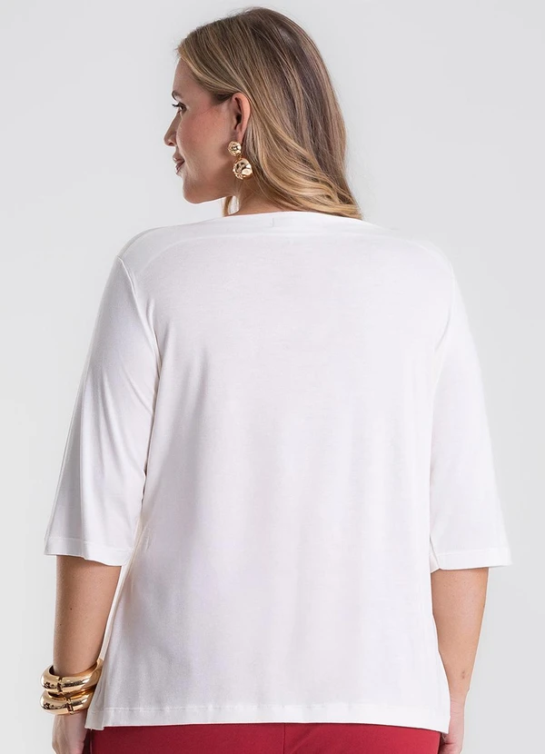 Secret Glam - Blusa Manga 3/4 Plus Size Bege 2