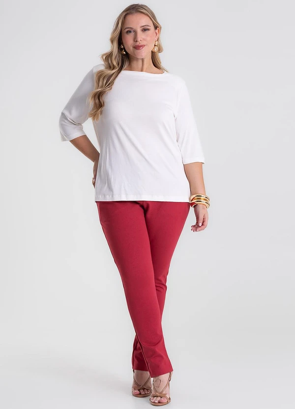 Secret Glam - Blusa Manga 3/4 Plus Size Bege 3