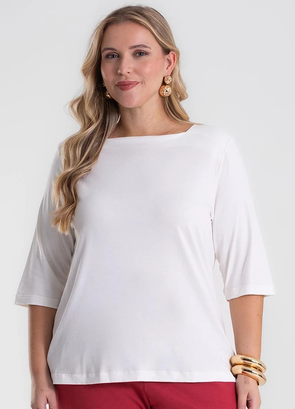 Secret Glam - Blusa Manga 3/4 Plus Size Bege 4