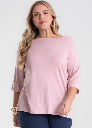 Secret Glam - Blusa Manga 3/4 Plus Size Rosa - SECRET GLAM