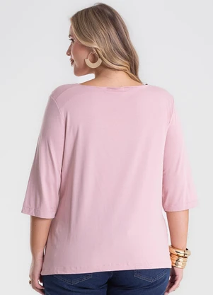 Secret Glam - Blusa Manga 3/4 Plus Size Rosa - SECRET GLAM
