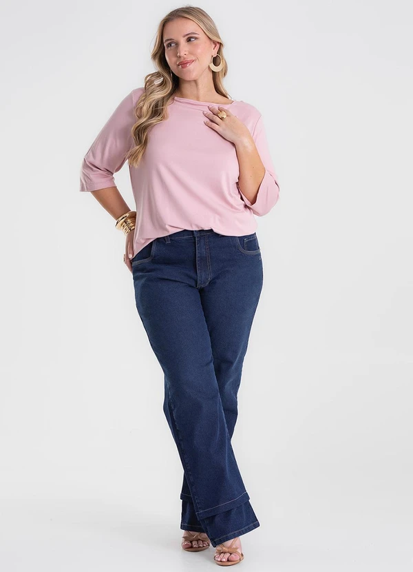 Secret Glam - Blusa Manga 3/4 Plus Size Rosa 2