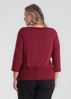 Secret Glam - Blusa Manga 3/4 Plus Size Vermelho - SECRET GLAM