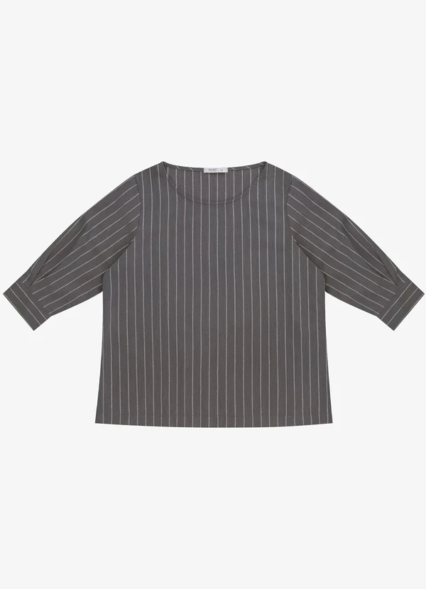 Secret Glam - Blusa Manga 3/4 Twill Plus Size Cinza 3