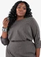 Secret Glam - Blusa Manga 3/4 Twill Plus Size Bege - variação: Cinza