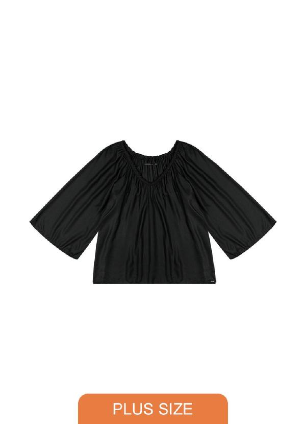 Rezzato - Blusa Manga Ampla Plus Size Feminino Preto