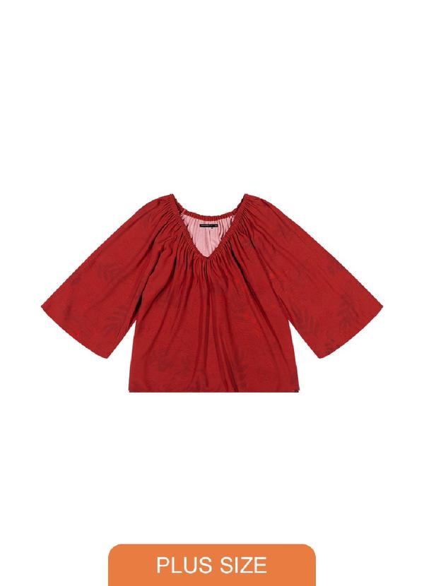 Rezzato - Blusa Manga Ampla Plus Size Feminino Vermelho