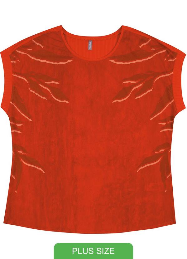 Cativa Plus Size - Blusa Manga Curta com Estampa Laranja