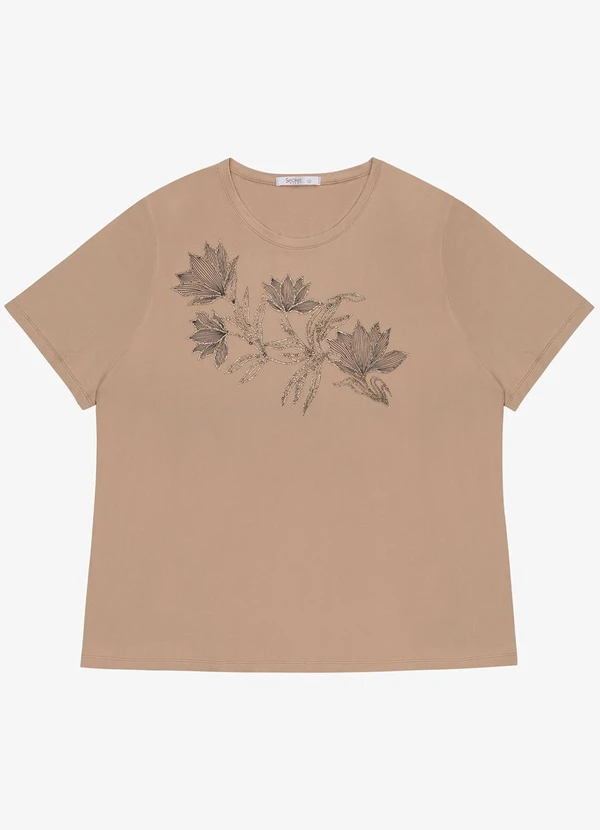 Secret Glam - Blusa Manga Curta com Estampa Plus Marrom 3
