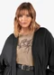 Secret Glam - Blusa Manga Curta com Estampa Plus Preto - variação: Marrom