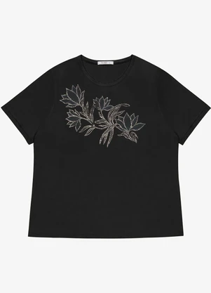 Secret Glam - Blusa Manga Curta com Estampa Plus Preto - SECRET GLAM