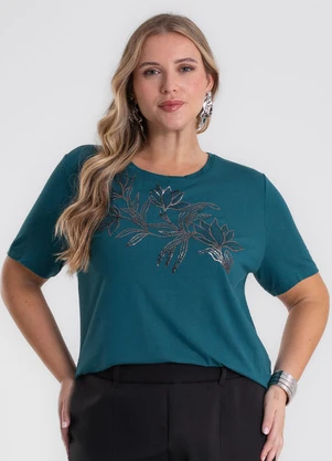 Secret Glam - Blusa Manga Curta com Estampa Plus Verde - SECRET GLAM