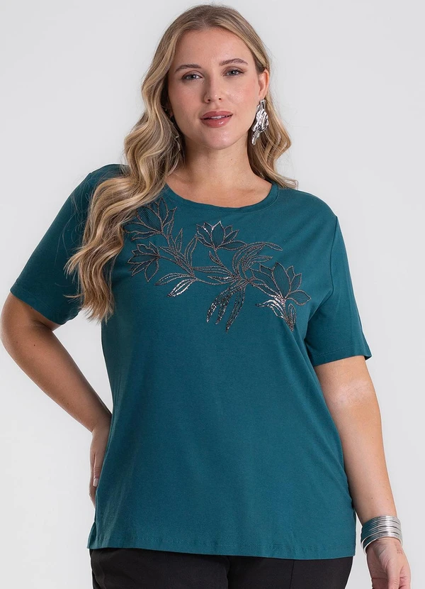 Secret Glam - Blusa Manga Curta com Estampa Plus Verde 4
