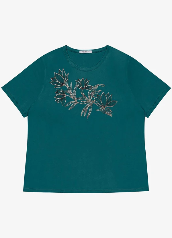 Secret Glam - Blusa Manga Curta com Estampa Plus Verde 5