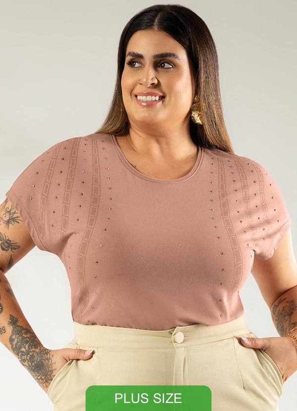 Cativa - Blusa Manga Curta com Strass Bege