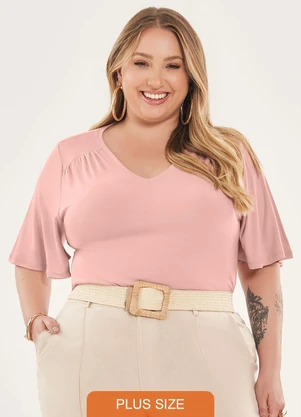 Lisamour - Blusa Manga Curta Decote V Rosa - LISAMOUR