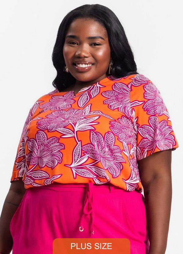 Secret Glam - Blusa Manga Curta Estampada Laranja 3