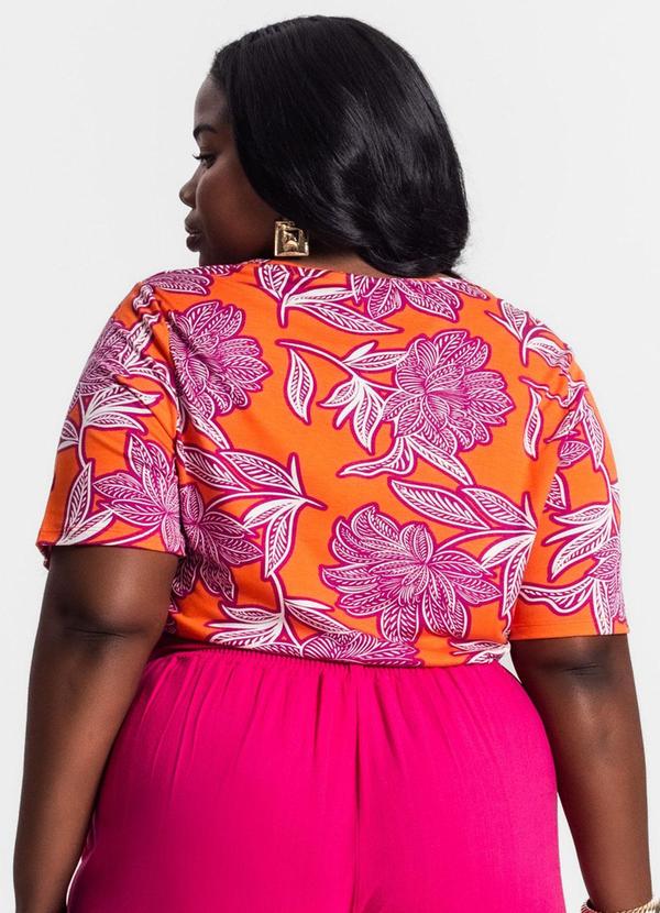 Secret Glam - Blusa Manga Curta Estampada Laranja 2