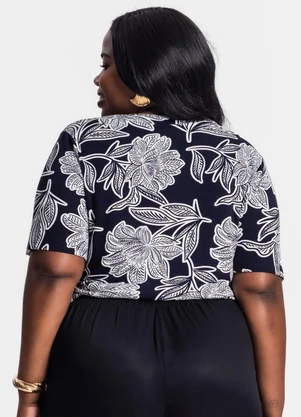 Secret Glam - Blusa Manga Curta Estampada Preto - SECRET GLAM