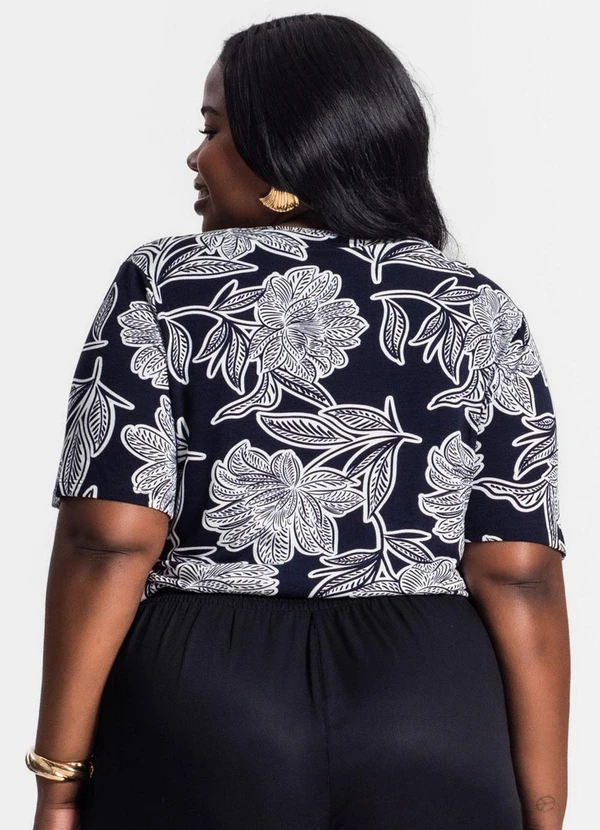 Secret Glam - Blusa Manga Curta Estampada Preto 2