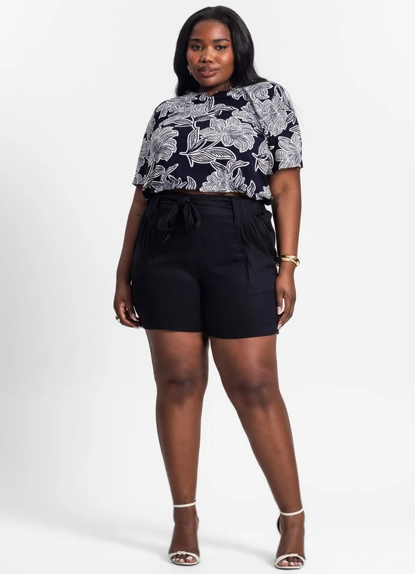 Secret Glam - Blusa Manga Curta Estampada Preto 3