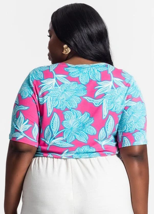 Secret Glam - Blusa Manga Curta Estampada Rosa - SECRET GLAM