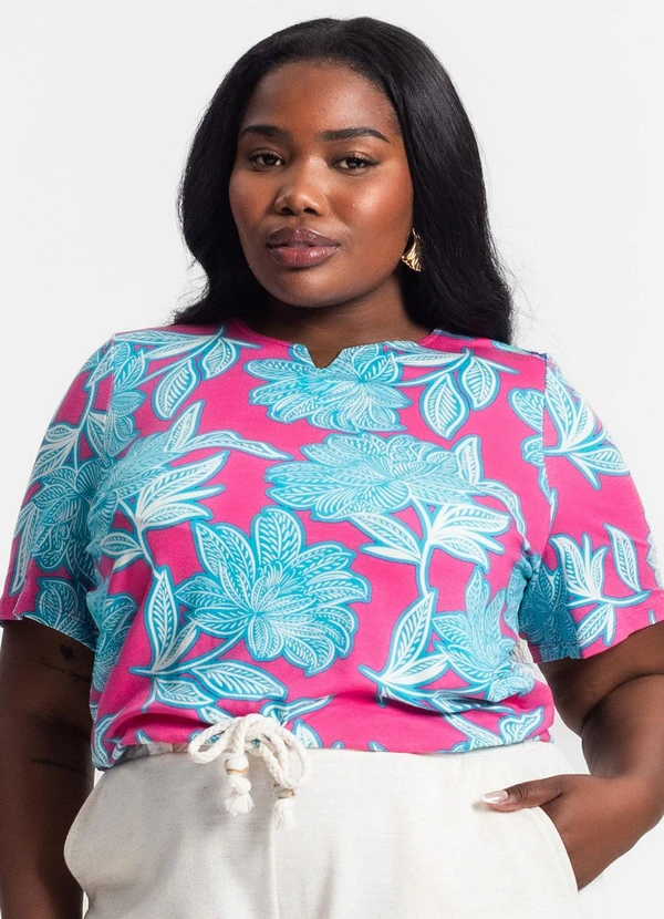 Secret Glam - Blusa Manga Curta Estampada Rosa 4