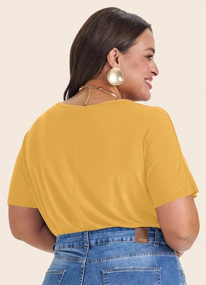 Secret Glam - Blusa Manga Curta Feminina Plus Size Amarelo - SECRET GLAM