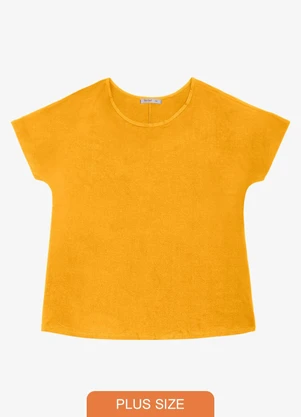 Secret Glam - Blusa Manga Curta Feminina Plus Size Amarelo - SECRET GLAM