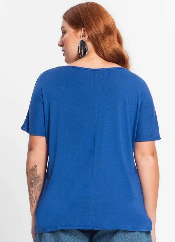 Secret Glam - Blusa Manga Curta Feminina Plus Size Azul 2
