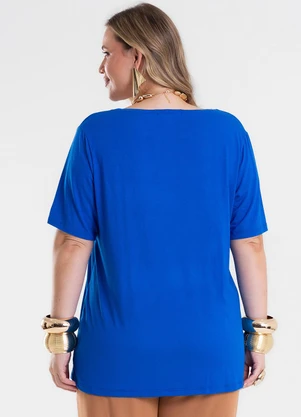 Secret Glam - Blusa Manga Curta Feminina Plus Size Azul - SECRET GLAM