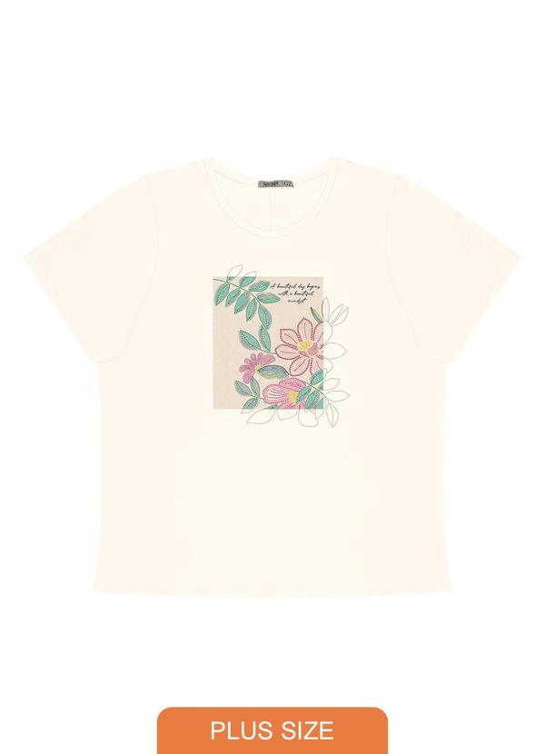 Secret Glam - Blusa Manga Curta Feminina Plus Size Bege