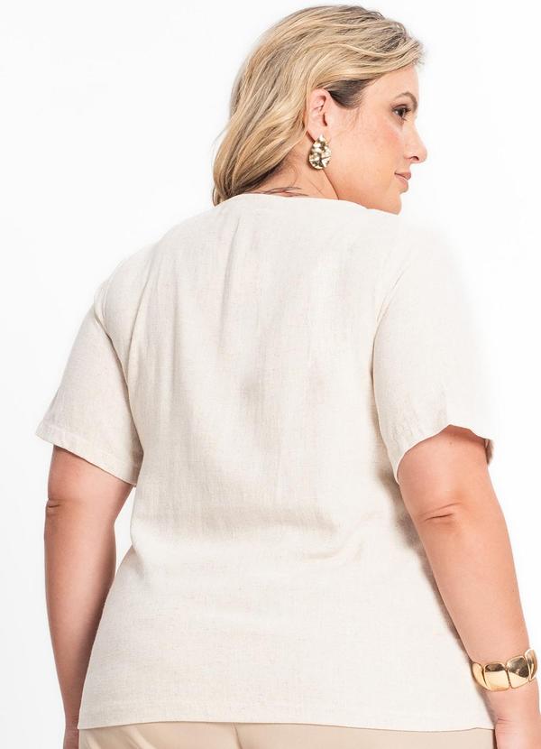 Secret Glam - Blusa Manga Curta Feminina Plus Size Bege 2